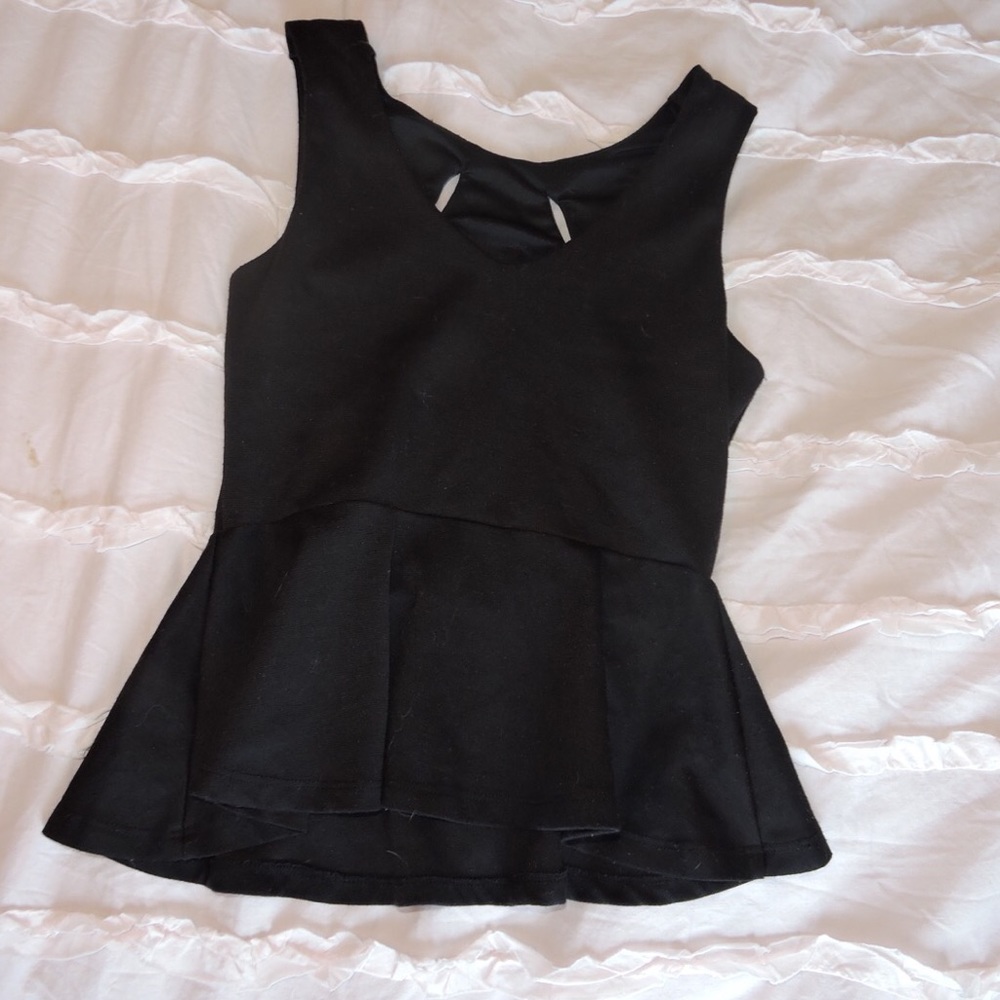 Peplum black tank top